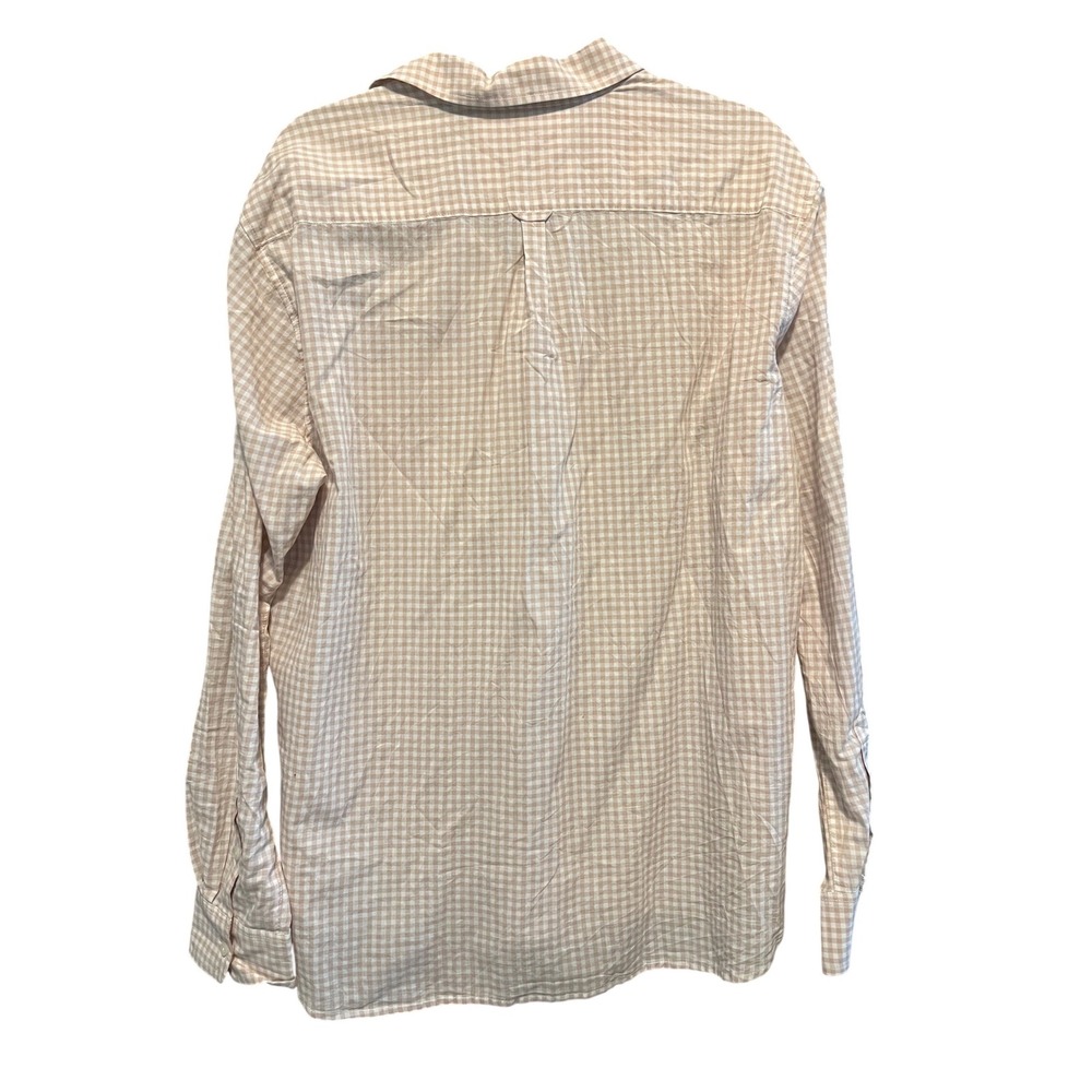 Unsubscribed Tan Gingham Boyfriend Button Down Shirt M NWT 100% Cotton - Picture 3 of 8